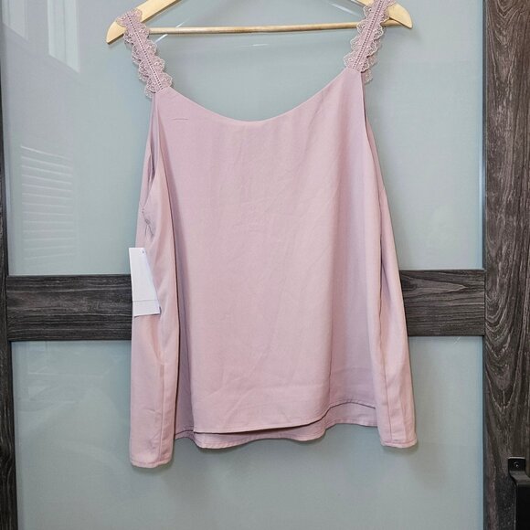 Pale Pink Lace Strap Tank, Nordstrom Rack L NWT - Picture 2 of 4